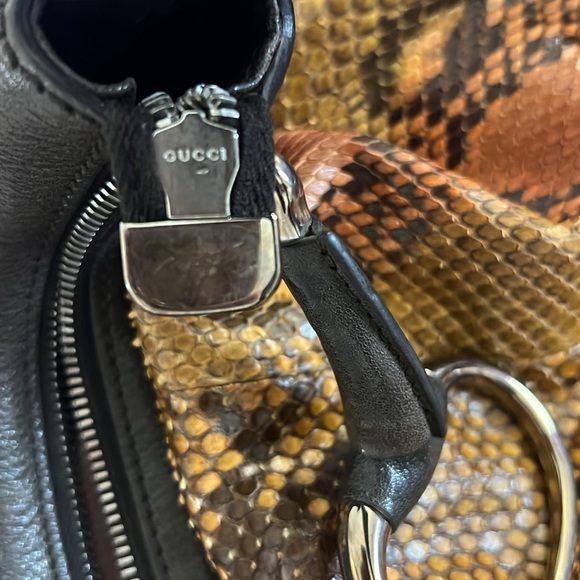 Gucci Python snake skin and leather handle bag with changeable strap - Picture 11 of 16